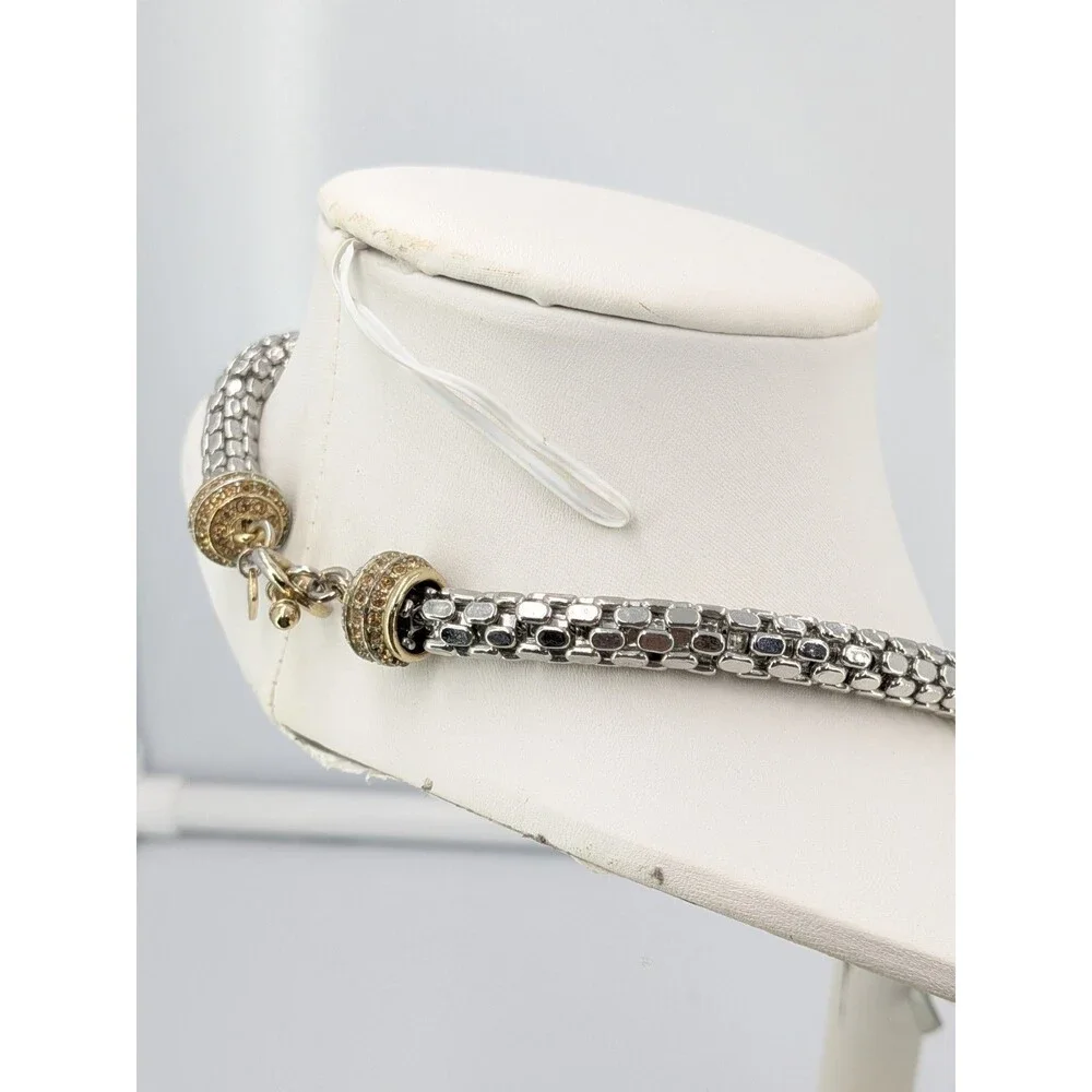 Banana Republic Silver Tone Chunky Chain Rhinestone Collar Necklace 122g 9.0mm
